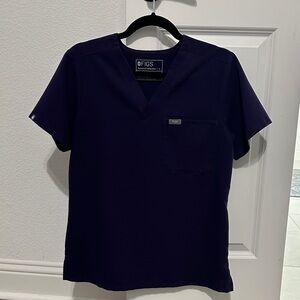Figs Deep Blue V-Neck Scrub Top